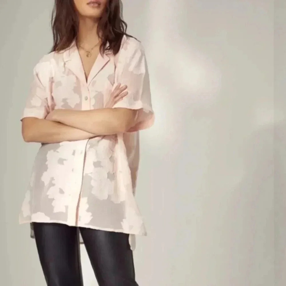 Aritzia Wilfred Atticus button-up shirt soft blush pink small